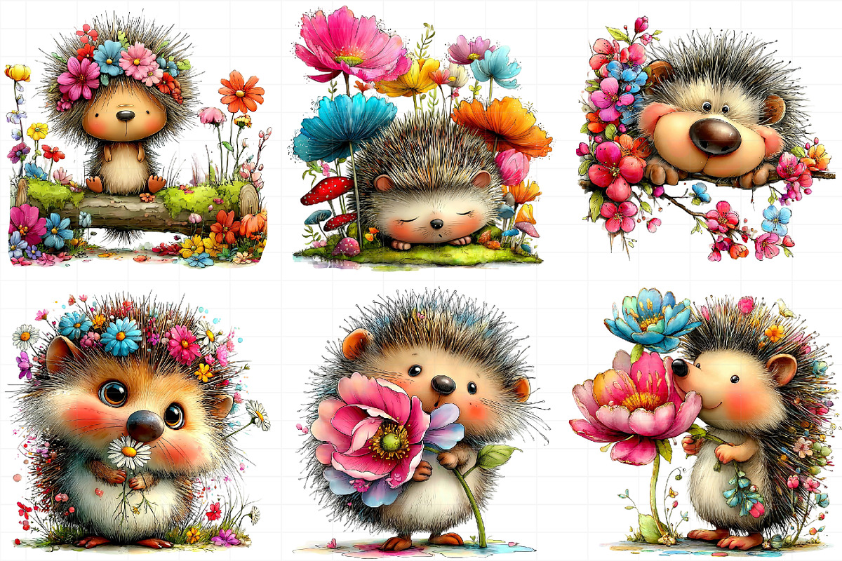 Spring Hedgehog Clipart, an Illustration by Daily.Designs (Photo 5 of 7)