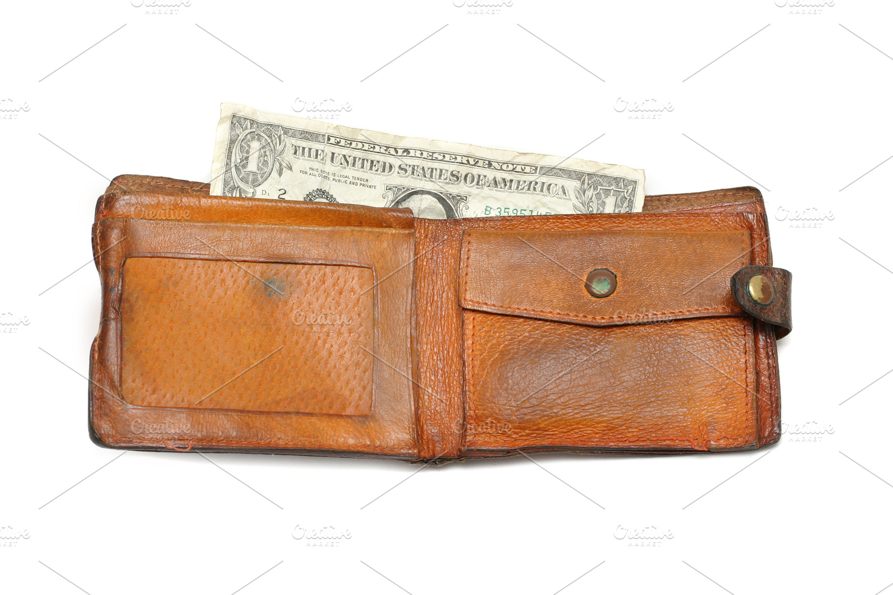 One dollar in the wallet, a Photo by saiko3p