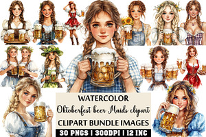 Oktoberfest beer Maids clipart set, an Illustration by Craft Nest