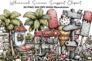 Whimsical Summer Singpost Clipart, an Illustration by Black Bird Studio (Thumbnail 1 of 5)