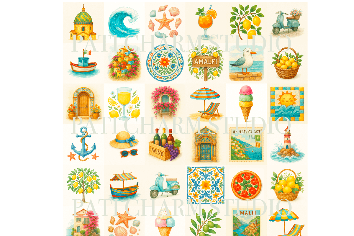Amalfi Clipart Set, a Decorative Illustration by Pati Charm Studio (Photo 3 of 10)