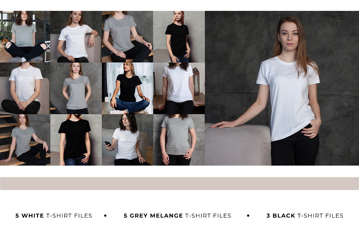 FEMALE T-SHIRT MOCKUP SET, a Shirt Mockup by TrendkeyMockups (Photo 2 of 7)