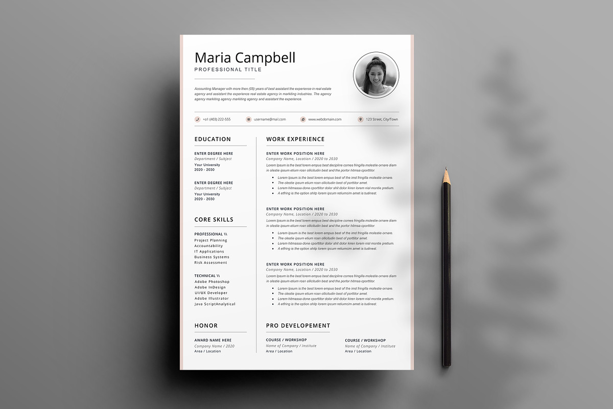 Clean Resume/CV Word, a Resume Template by ResumeDevisers (Photo 4 of 5)