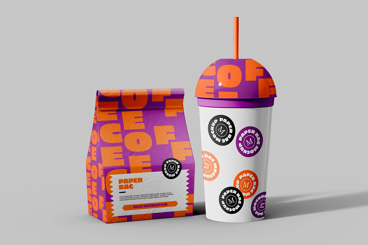 Paper Cup with Bag Mockup, a Packaging Mockup by skybluecreative (Photo 2 of 2)