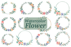 Elegant Watercolor Floral Wreaths, an Illustration by Creativeshirt