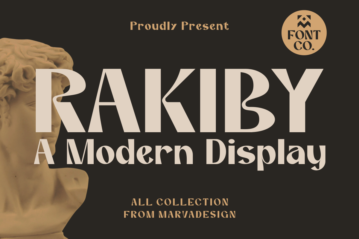 Rakiby - A Display Typeface, a Sans Serif Font by Marvadesign (Photo 1 of 6)