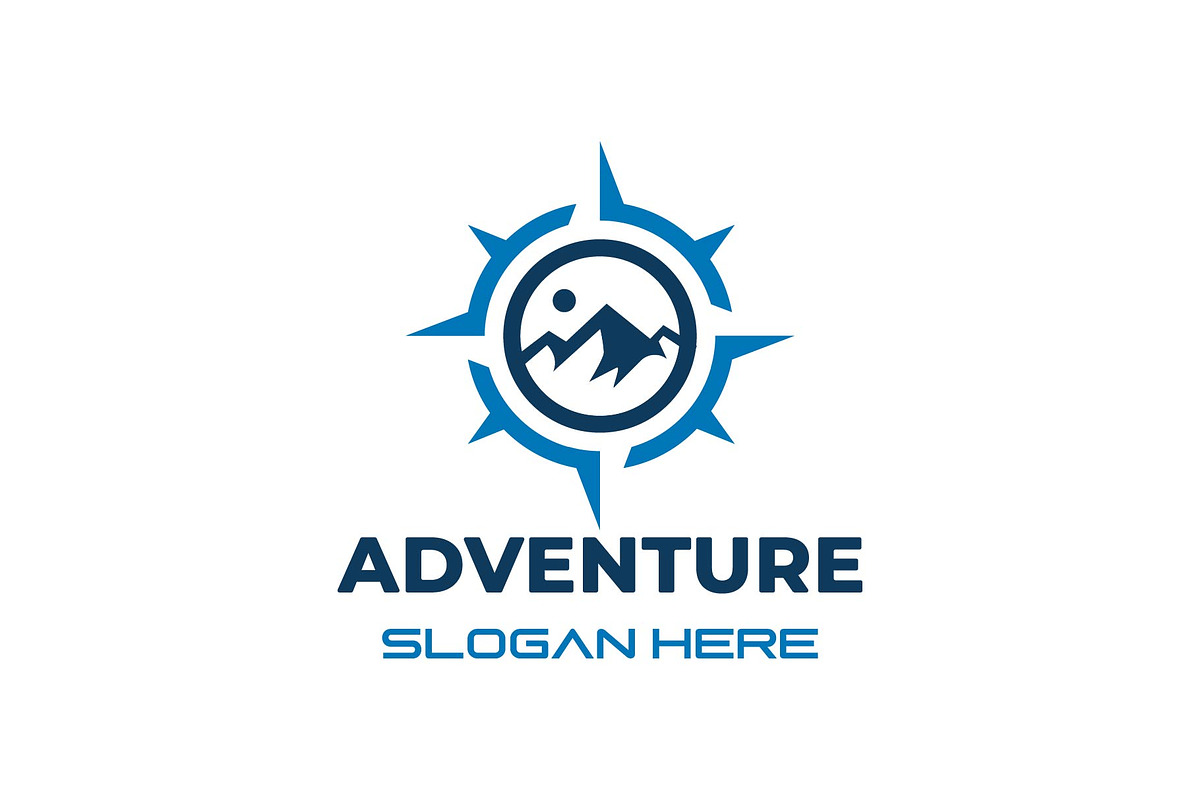 Mountain With Compass Logo, a Branding & Logo Template by funpixel