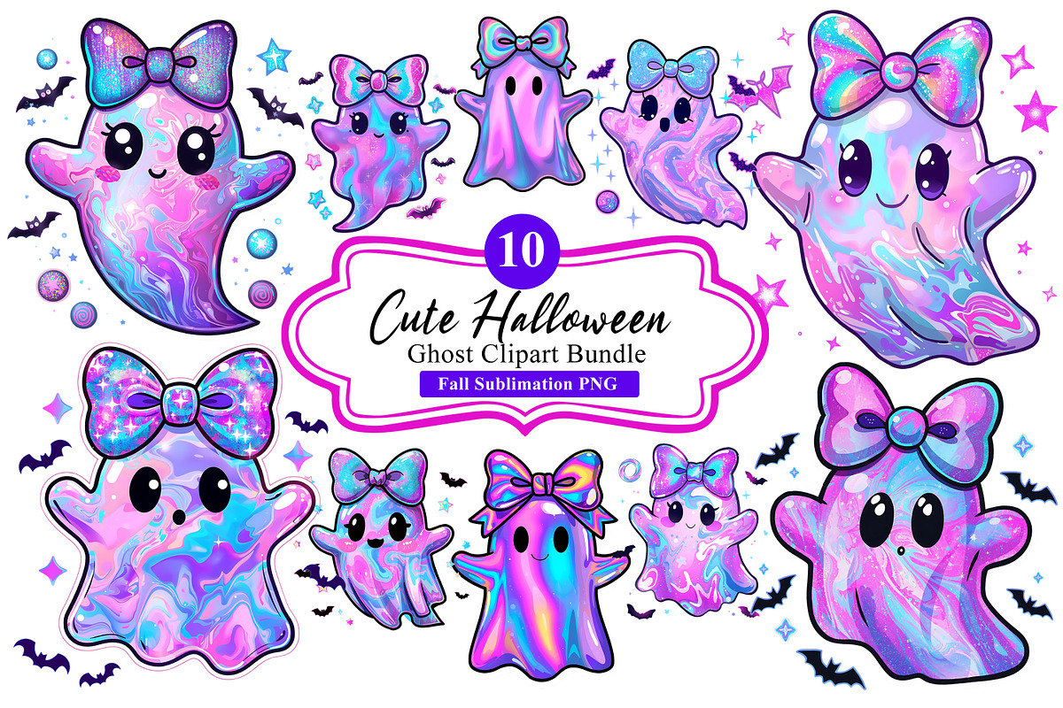 Cute Halloween Ghost Sublimation PNG, an Illustration by Artonix (Photo 1 of 3)