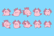 Kawaii Axolotl Set Illustrations, an Animal Illustration by ArtVarStudio (Thumbnail 4 of 5)