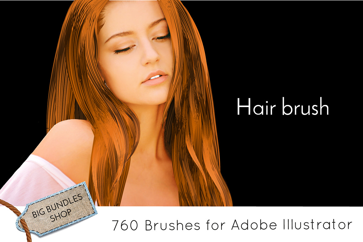 Hair brush - Adobe Illustrator, a Brush Add-On by Big Bundles Shop (Photo 6 of 6)