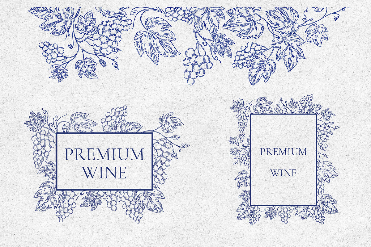 Grape branches&leaves vector clipart, an Object Graphic by Lidia's watercolor world (Photo 4 of 5)