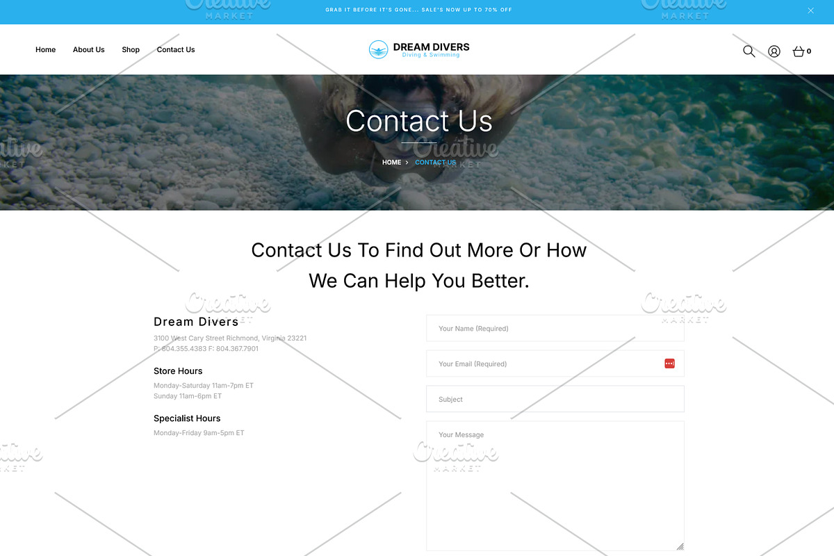 Diving & Swimming Shopify Theme, a Shopify Template by HasnainDEV (Photo 4 of 4)