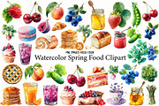 Watercolor Spring Food Clipart, an Illustration by Designworld (Thumbnail 1 of 6)