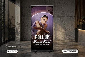 Roll Up Banner Stand Display Mockup