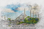 Watercolor Photoshop Template, a Layer Style Add-On by 3d_model_tifotizi (Thumbnail 1 of 4)