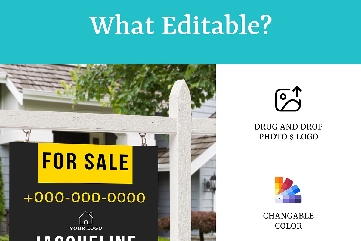 Customizable Real Estate Yard Sign, a Poster Template by SmmrDesign (Photo 3 of 5)