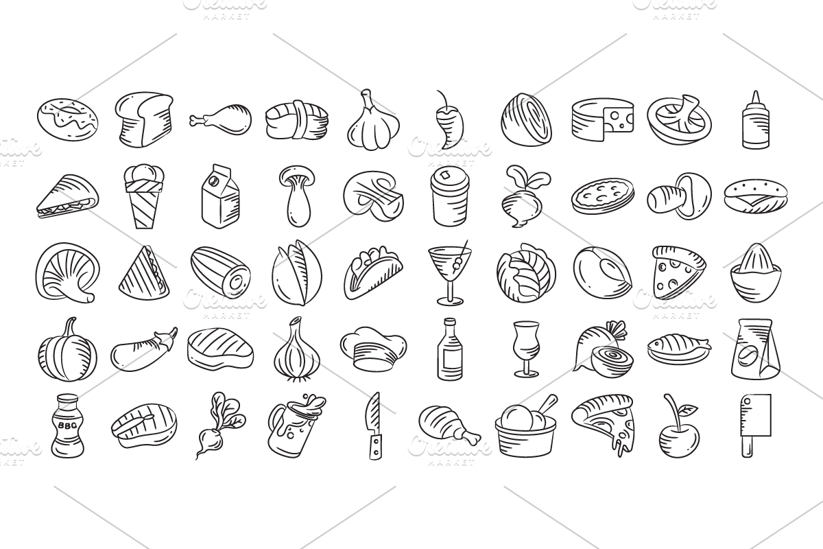 Sketch Food Illustrations Bundle, a Food Illustration by Designfour (Photo 2 of 8)