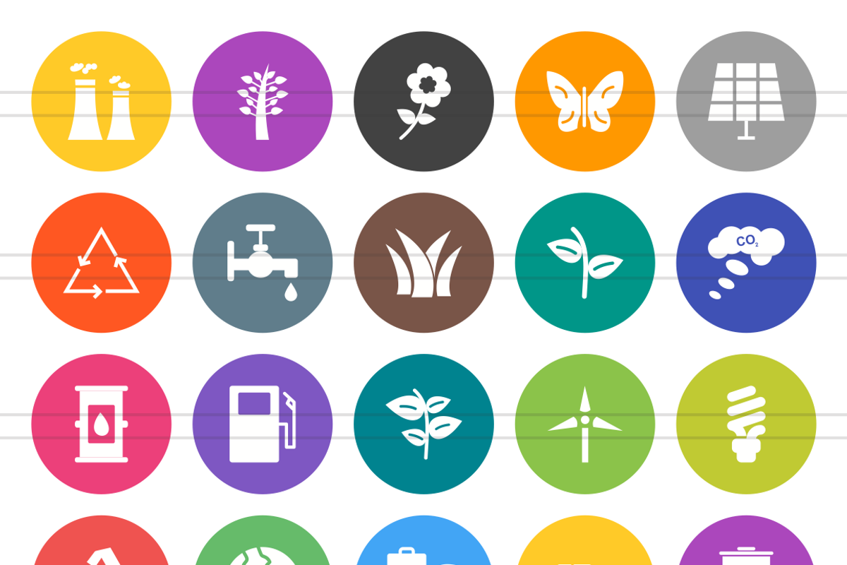 50 Ecology Flat Round Icons, an Icon by IconBunny