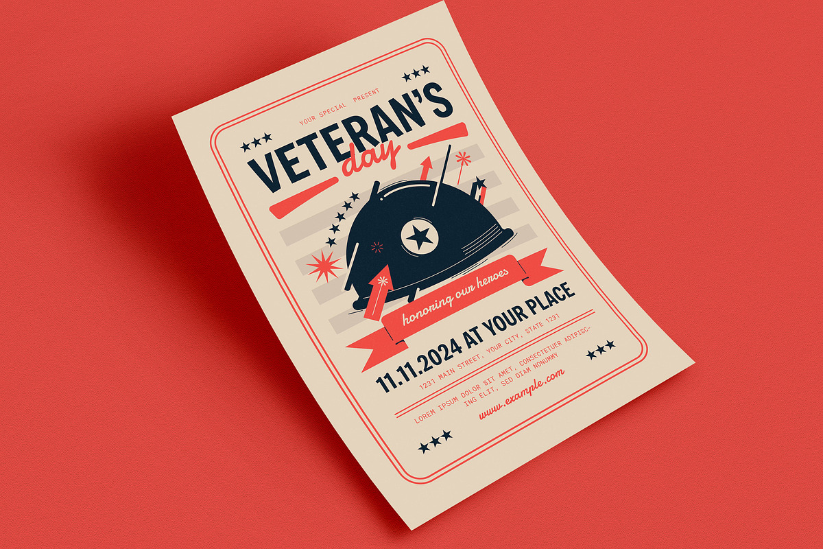 Vintage Veterans Day Event Flyer, a Flyer Template by VectorVactory (Photo 3 of 3)