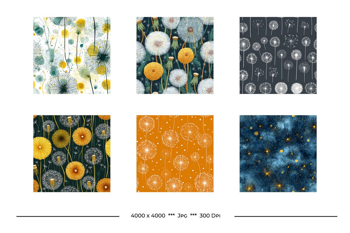 Dandelion Retro Art Style Patterns, a Pattern Graphic by karenfoleyphoto (Photo 10 of 13)