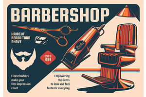 Barber Shop Vintage Vector Poster