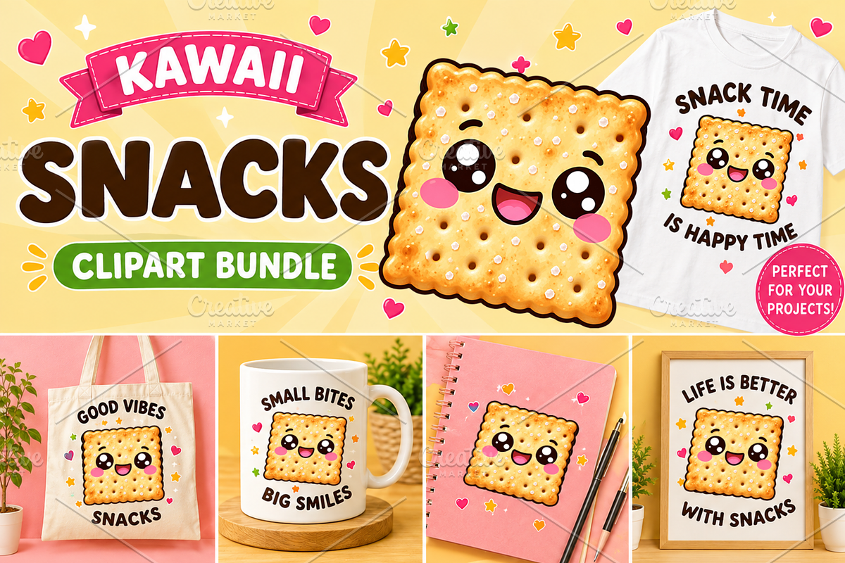 Kawaii Snacks Clipart PNG Collection, a Food Illustration by QM_ART (Photo 3 of 4)