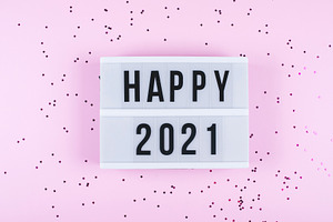 Happy new year 2021 celebration containing 2021, new year, and holiday