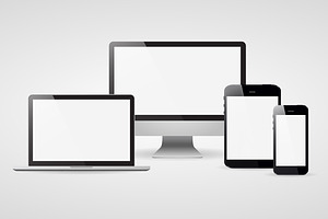 Devices screen tablet laptop phone, a Product Mockup by VIVAT Design Studio