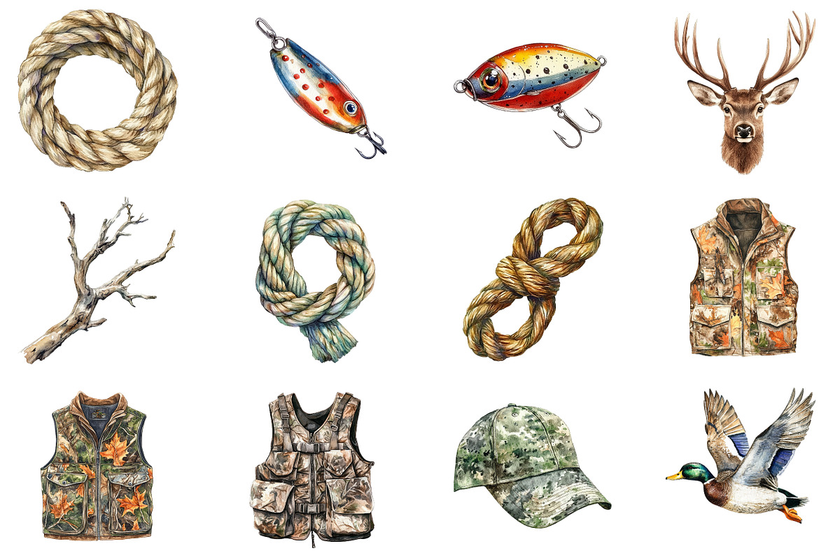 Hunting and Fishing Clipart, an Illustration by CitraGraphics (Photo 3 of 5)
