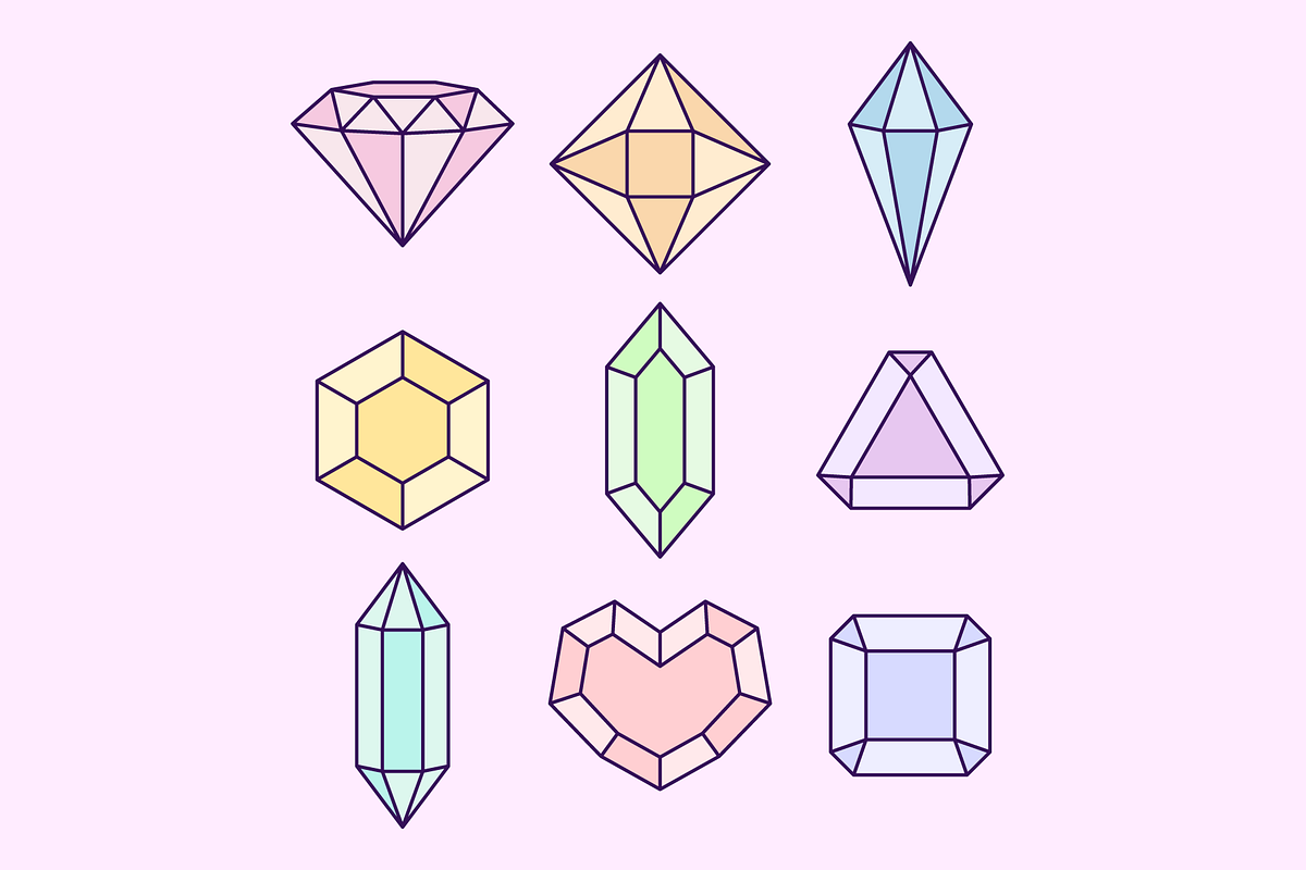 Diamonds and crystals, an Illustration by Cmeree