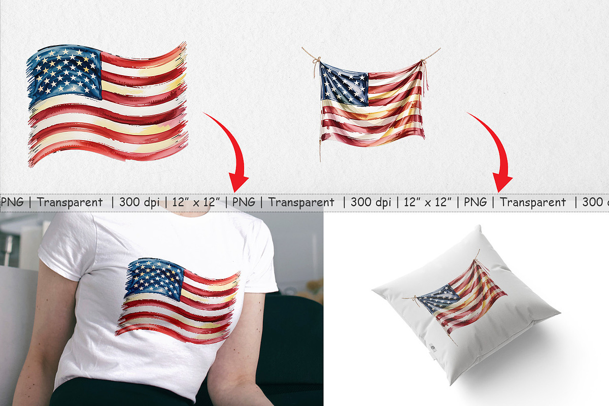 Watercolor American Flag, a Graphic by Artnoy (Photo 3 of 5)