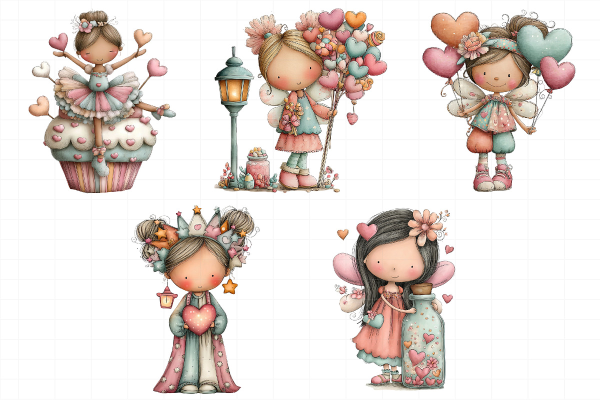 Whimsical Valentine Fairy Clipart, an Illustration by Daily.Designs (Photo 5 of 6)