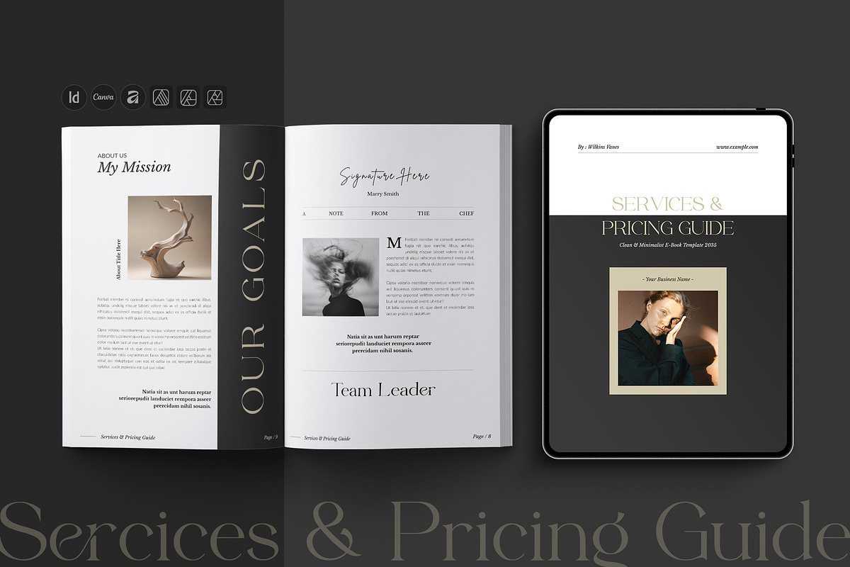 Services & Pricing Guide CANVA, a Brochure Template by TemplateFolio-Shop (Photo 1 of 20)