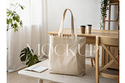Canvas Tote Bag in Cozy Interior, a Product Mockup by MockupWizard (Thumbnail 1 of 3)