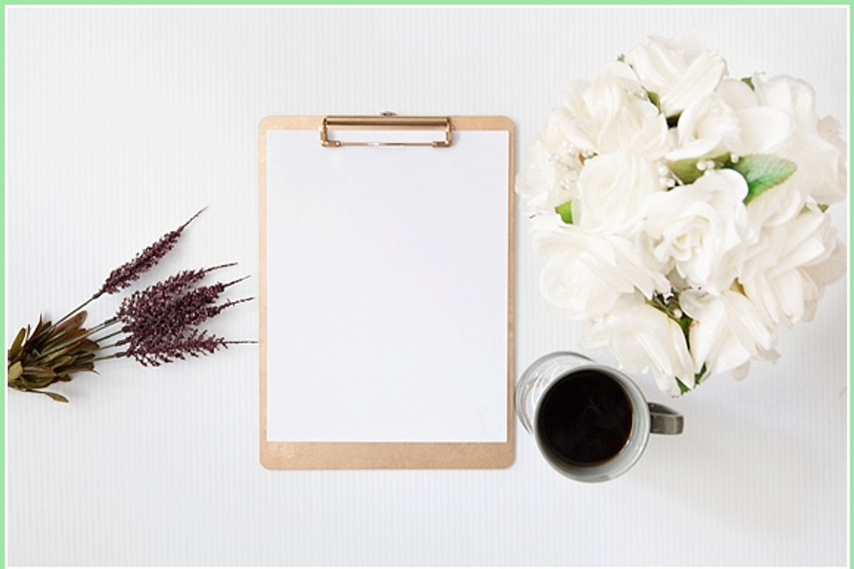 Gold clipboard and roses, a Product Mockup by Made By  Marisa