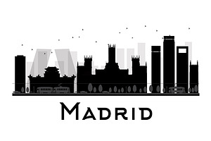 Madrid City Skyline Silhouette