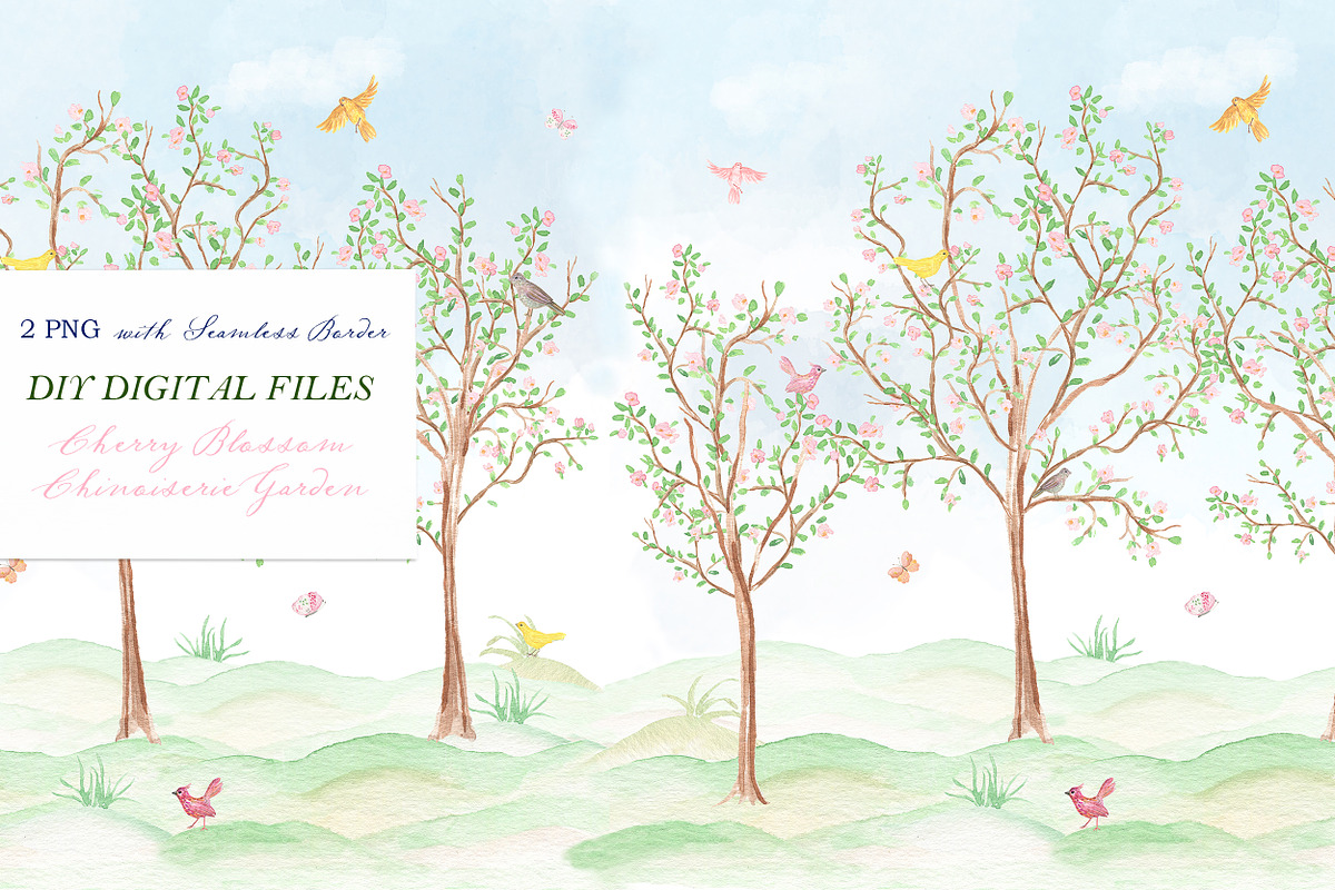 Cherry Blossom Chinoiseries Garden, a Graphic by LABFcreations (Photo 5 of 6)
