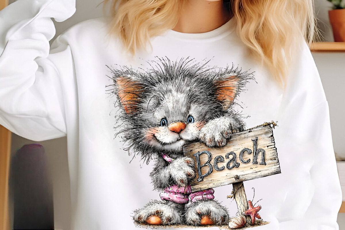 Watercolor summer cats clipart, an Illustration by SinaCreation (Photo 4 of 9)