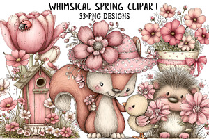 Whimsical Spring Clipart, an Illustration by Daily.Designs