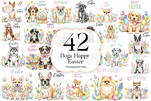 Happy Easter Dog PNG Clipart Cute., an Animal Illustration by KennedyStudio