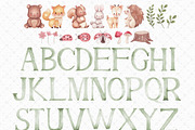 Woodland Watercolor Alphabet Clipart, an Illustration by Gau Silva Studio (Thumbnail 3 of 6)