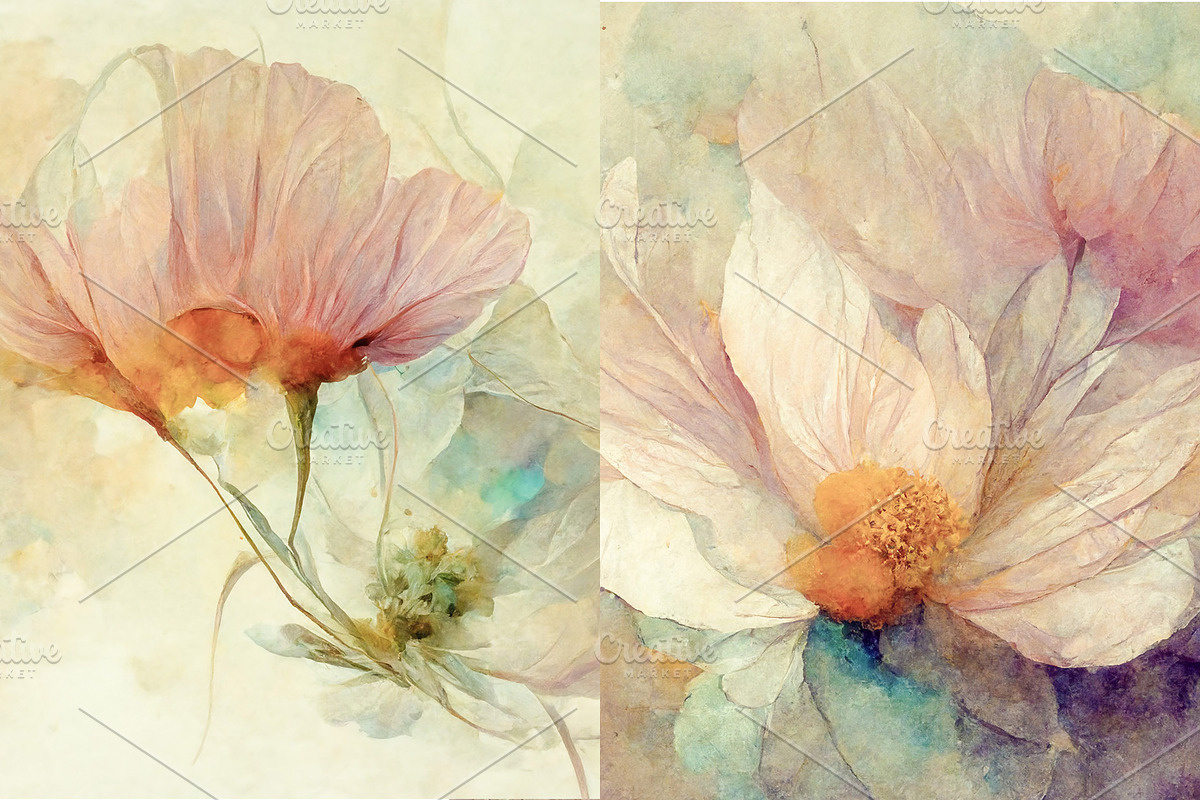 Soft watercolour flowers set, a Texture Graphic by Olha Klein (Photo 3 of 4)