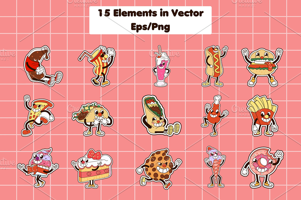 45 Fast Food Characters Illustration, a Food Illustration by Andres M Rodriguez (Photo 5 of 5)