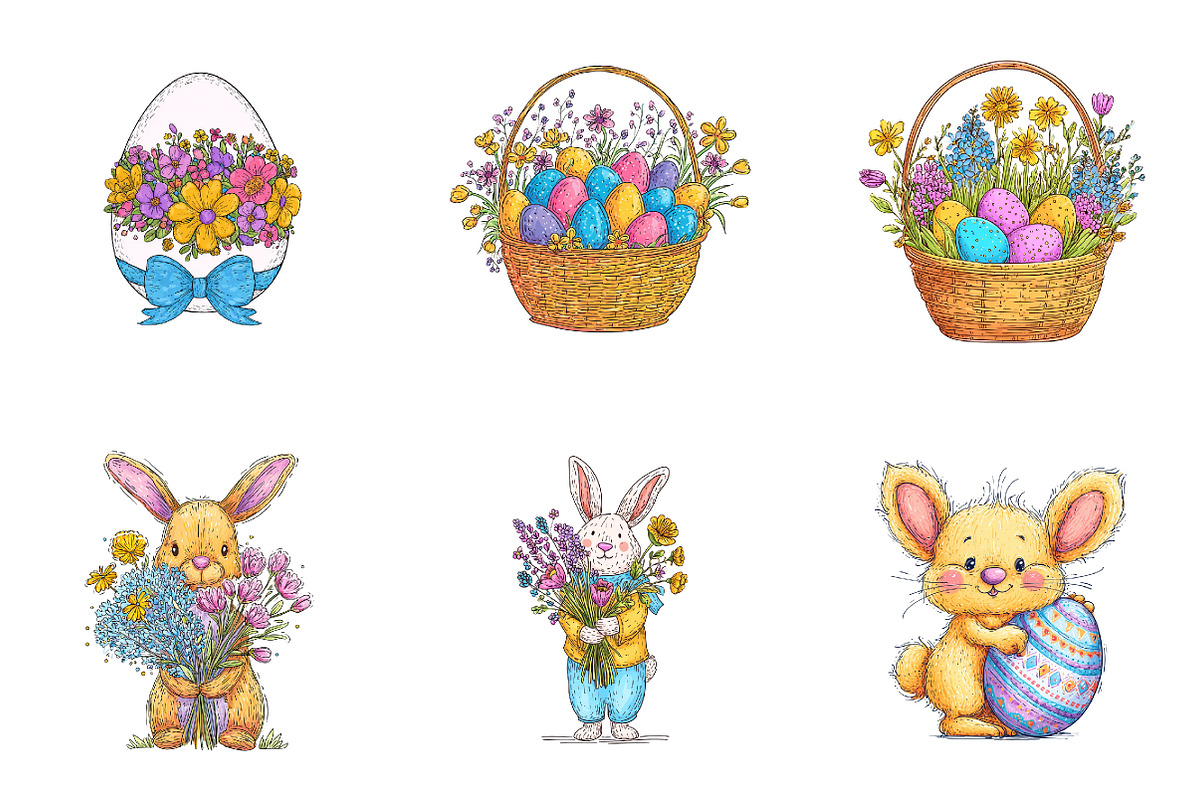 Green cute easter clipart, an Illustration by SinaCreation (Photo 4 of 11)