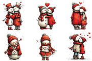 Whimsical Snowman Valentine Clipart, an Illustration by CraftArtStudio (Thumbnail 6 of 6)