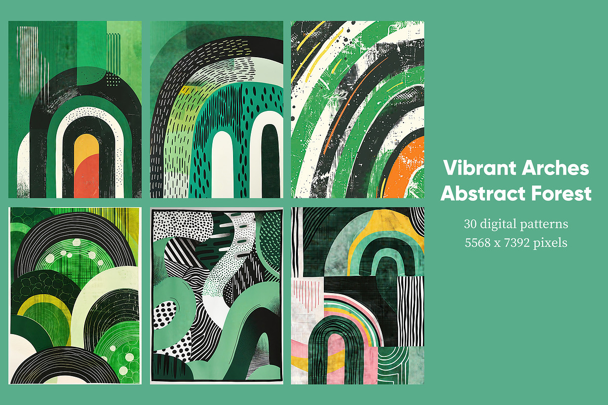 Vibrant Arches Abstract Forest, a Decorative Illustration by Housui ...