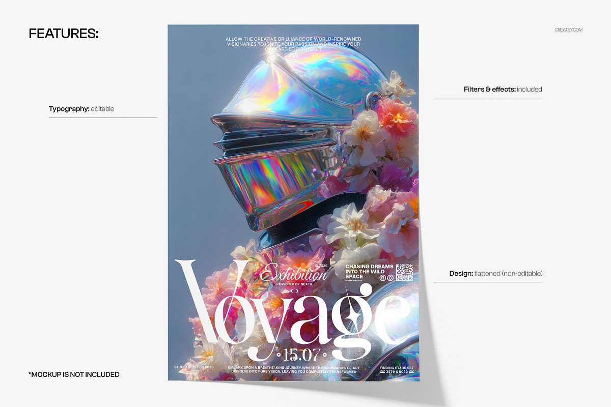 Floral Voyage Poster Template, a Poster Template by creatsy5 (Photo 2 of 4)
