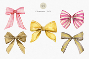 Watercolor Bow Clipart, a Decorative Illustration by ThaismotaCreativeCo (Thumbnail 3 of 7)