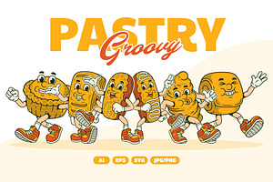 Groovy Pastry Retro Illustration