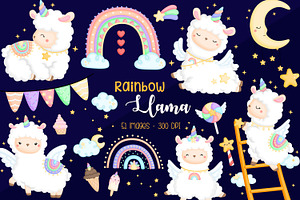 Rainbow And Llama Clipart